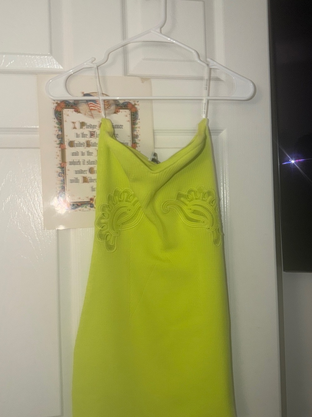 Self-Portrait Neon Lime Strapless Slip Dress